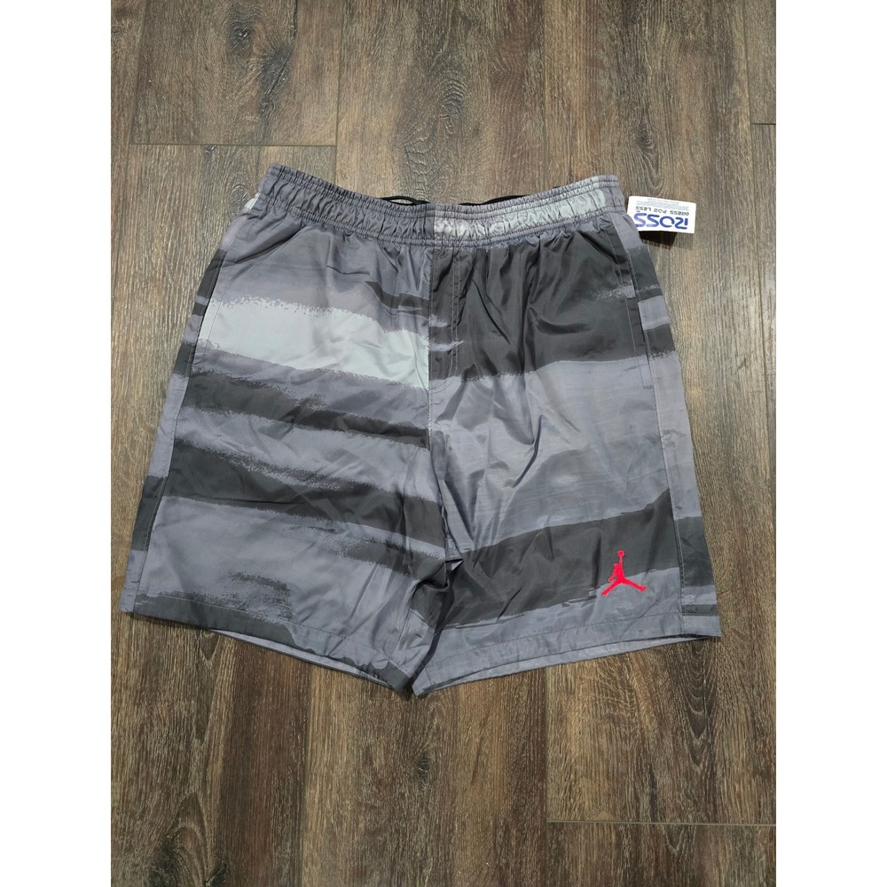 Jordan Brand Mens Grey Striped Jumpman Logo Shorts Standard Fit CV6018-010 NEW